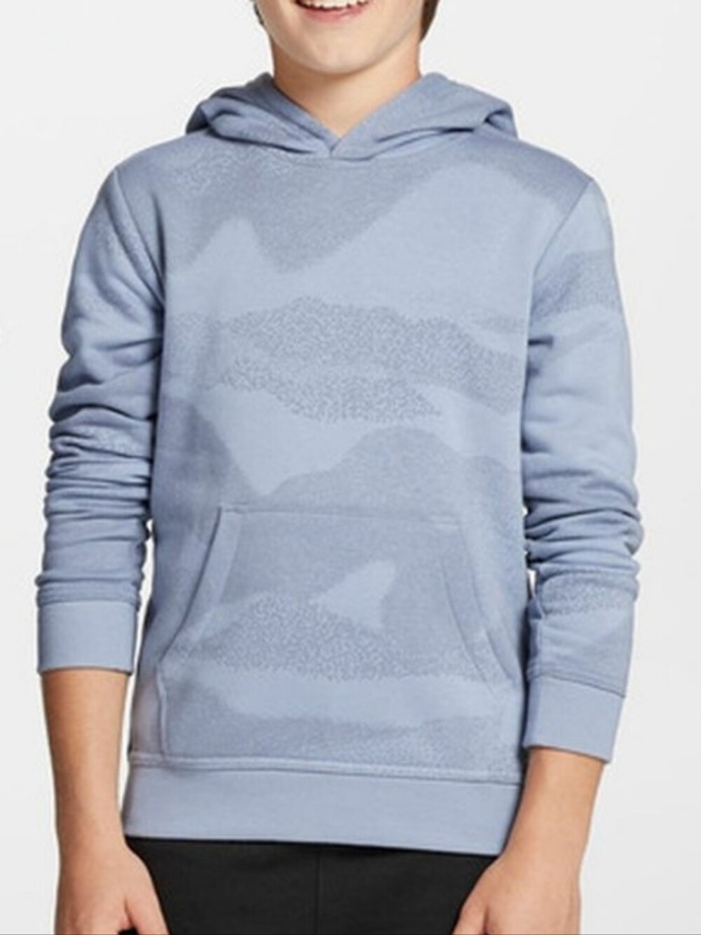 DSG Boys Light Blue Hooded Pullover with Subtle Pattern